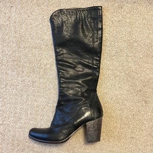 Moma tall Italian hand made black leather boots almost new 9 1/2